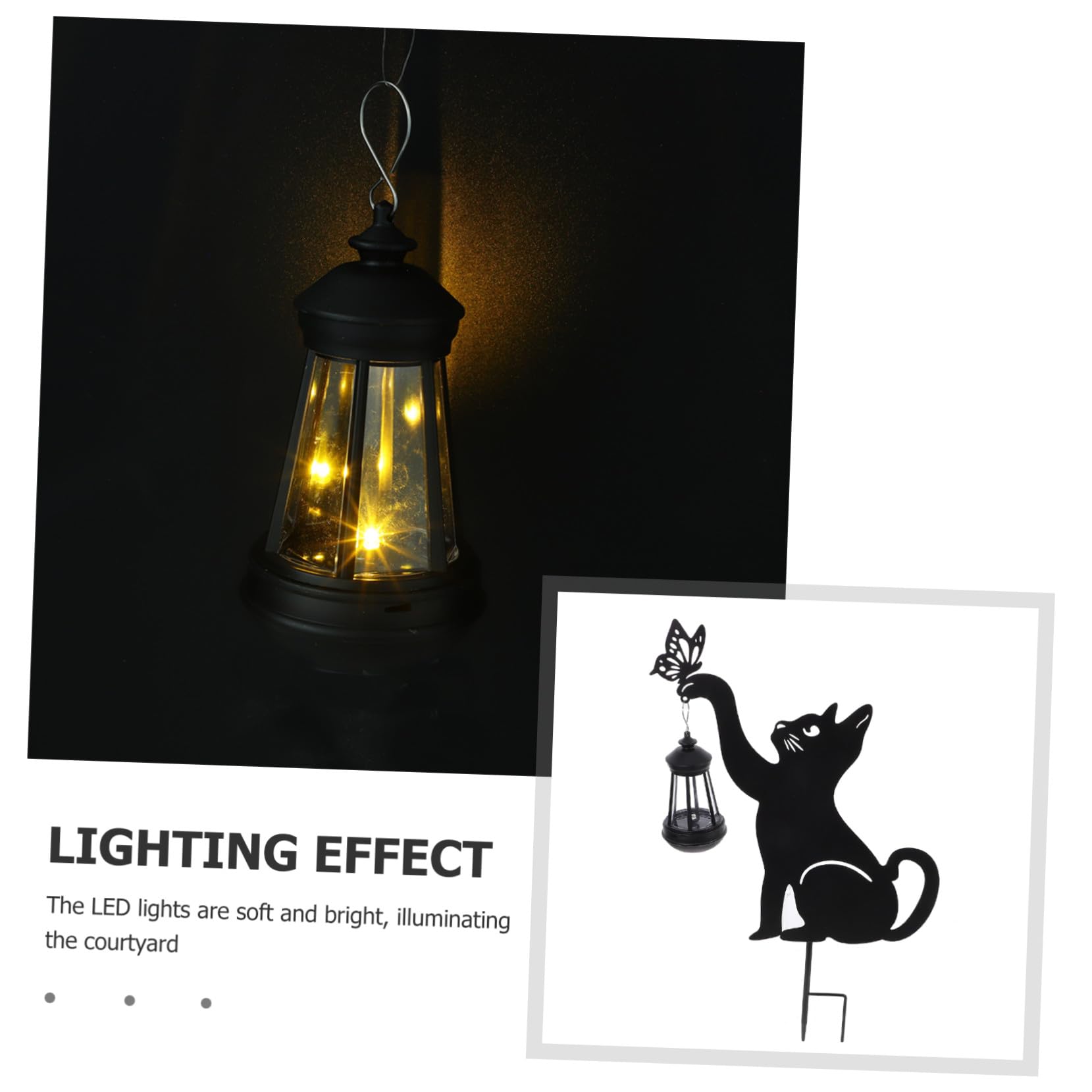 Lampe Solaire Extérieure Chat en Fer Noir pour Jardin et Pelouse