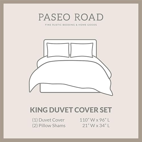 Miniatura 9 de Paseo Road by HiEnd Accents  Juego de funda de edredón Estes Western de 3 piezas juego de cama de cabaña rústica a rayas azules detalles de piel