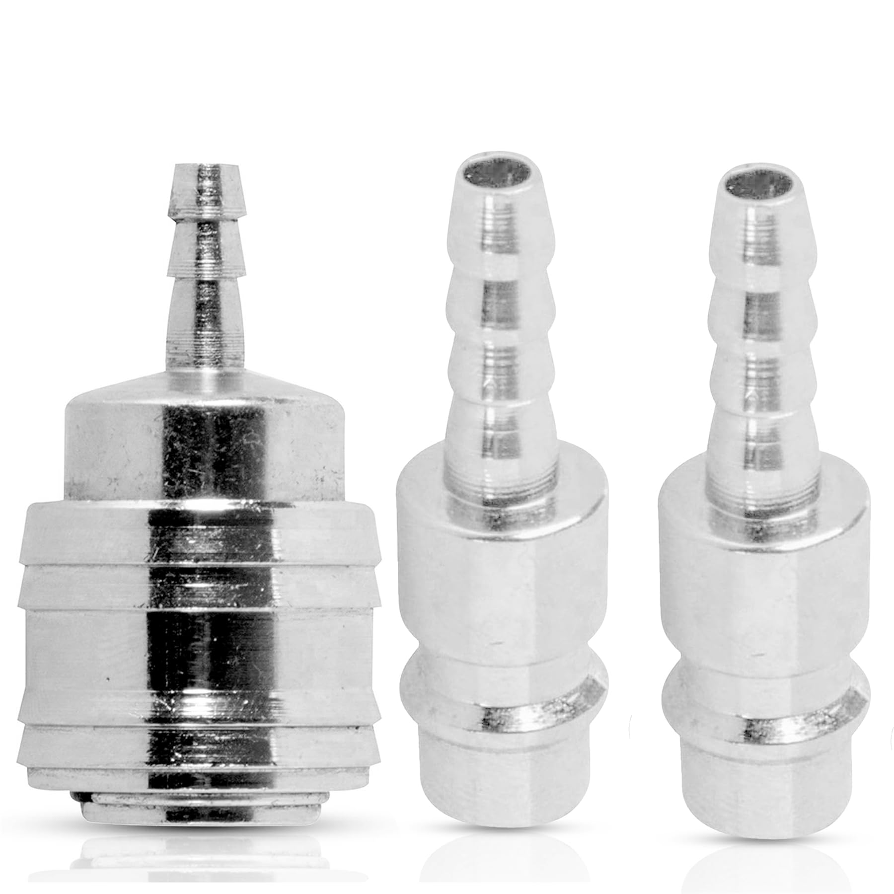 Dapetz ® 3Pcs Euro Air Line Hose Fitting Compressor Connectors Quick Release Barb Bayonet 6mm Hose Tail QR Coupler Fittings Kit Zinc Plated Finish