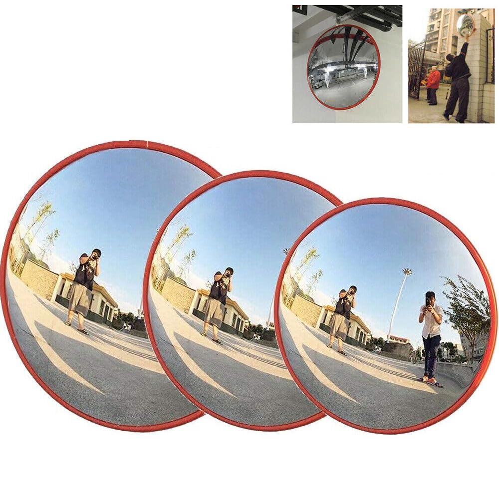 60 cm Specchio Convesso di Sicurezza, Specchio per traffico convesso con Staffe di Fissaggio Tubi, Specchi di sicurezza per Strade, Magazzini, Garage e Negozi
