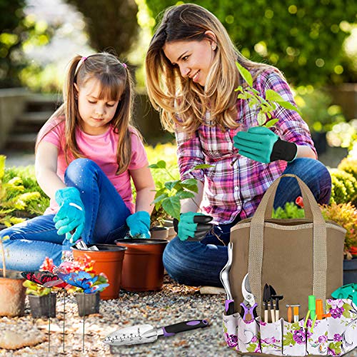 Tudoccy Garden Tools Set 51 Piece, Succulent Tools Set Included, Heavy Duty Aluminum Gardening Tools for Gardening, Non-Slip Ergonomic Handle Tools, Durable Storage Tote Bag, Gifts Tools for Men Women
