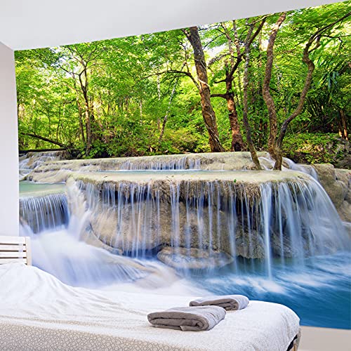 LB 森風景 タペストリー 自然 緑の木と滝 おしゃれ壁掛け グリーン 壁飾り インテリア 多機能 布ポスター 部屋飾り カーテン 間仕切り お店 気分転換 個性ギフト (150x100cm)