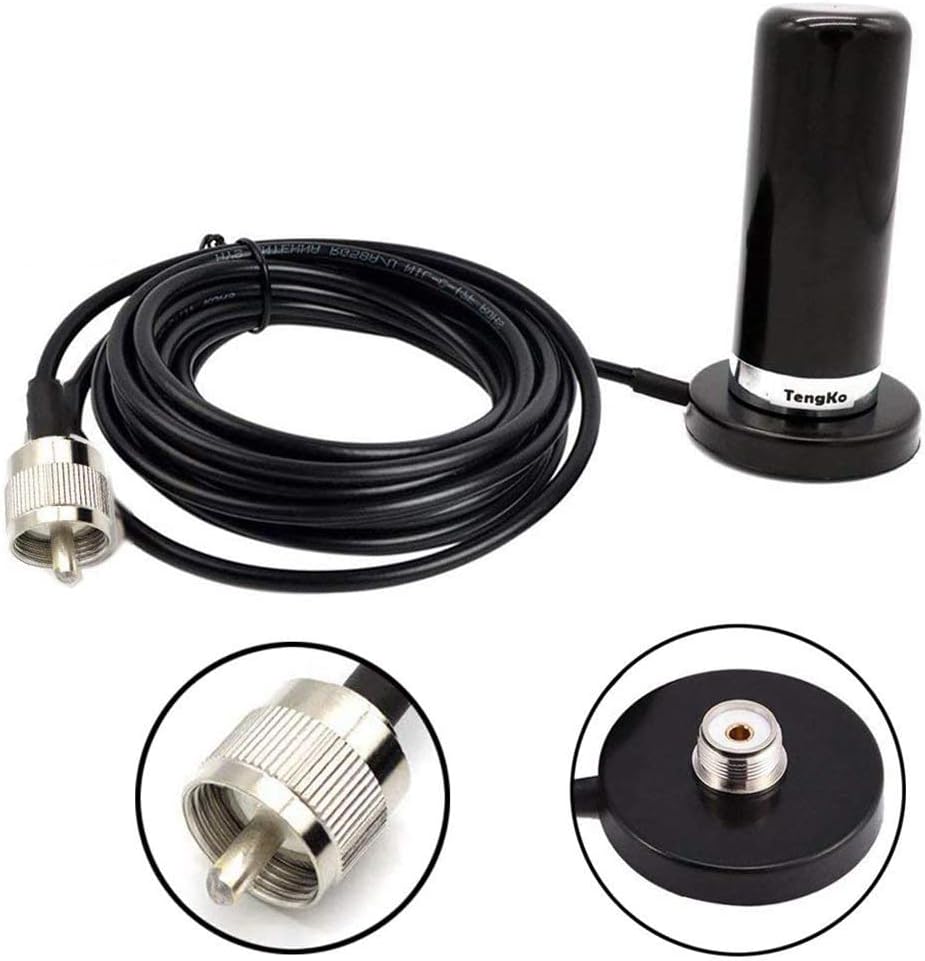 HH-N2RS Dual Band Antenna UHF VHF 400-470 136-174MHZ and SO239 Mount Magnetic Base UHF PL-259 Antenna Cable Roof or Trunk for Mobile Radios PL259 Connector