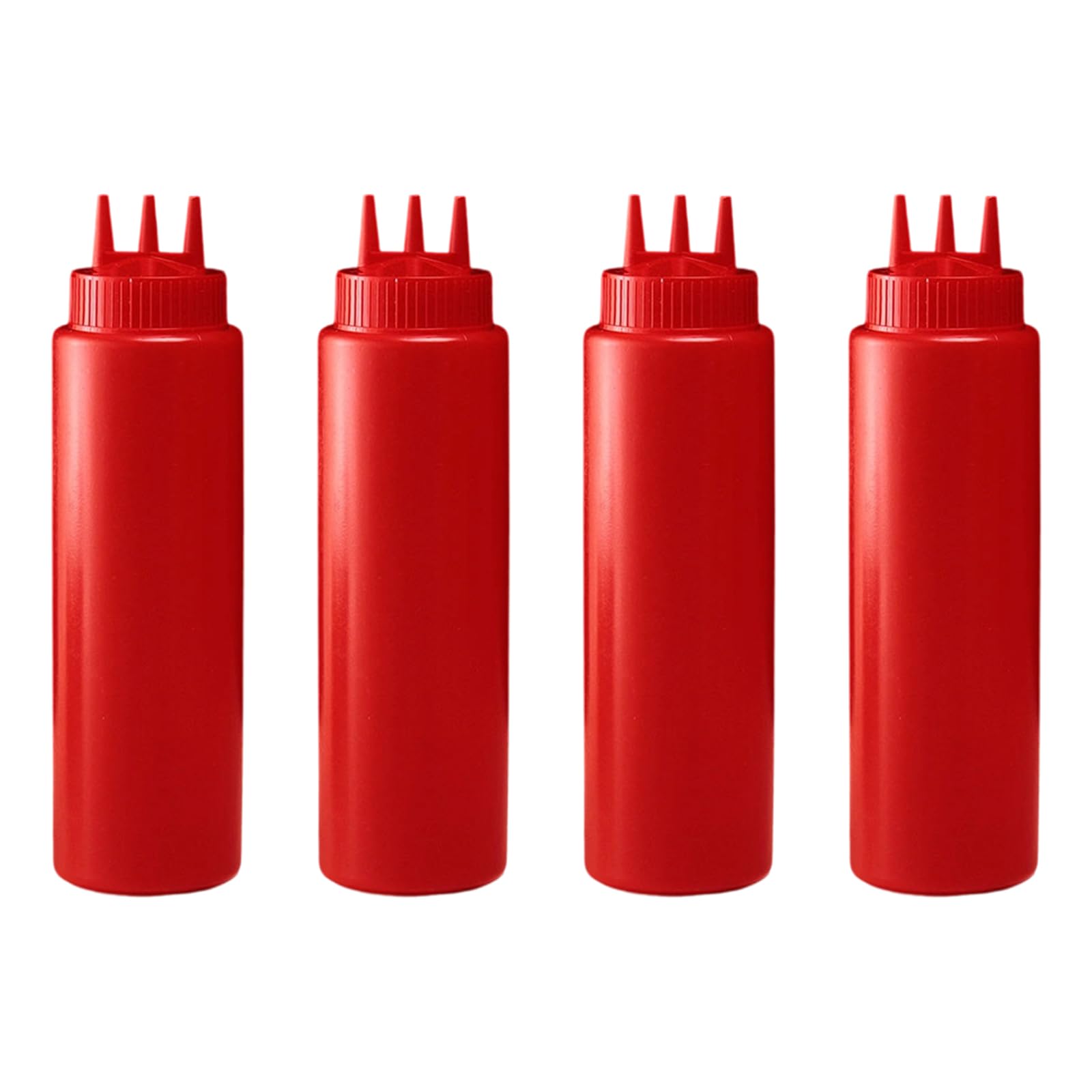 Zwwaazhf Red Capacity 3 Hole Squeeze Bottles Permanent Condiment Dispenser For Home Restaurants Easy Control Squeezing Trilateral Nozzle Sauce Squeeze Container