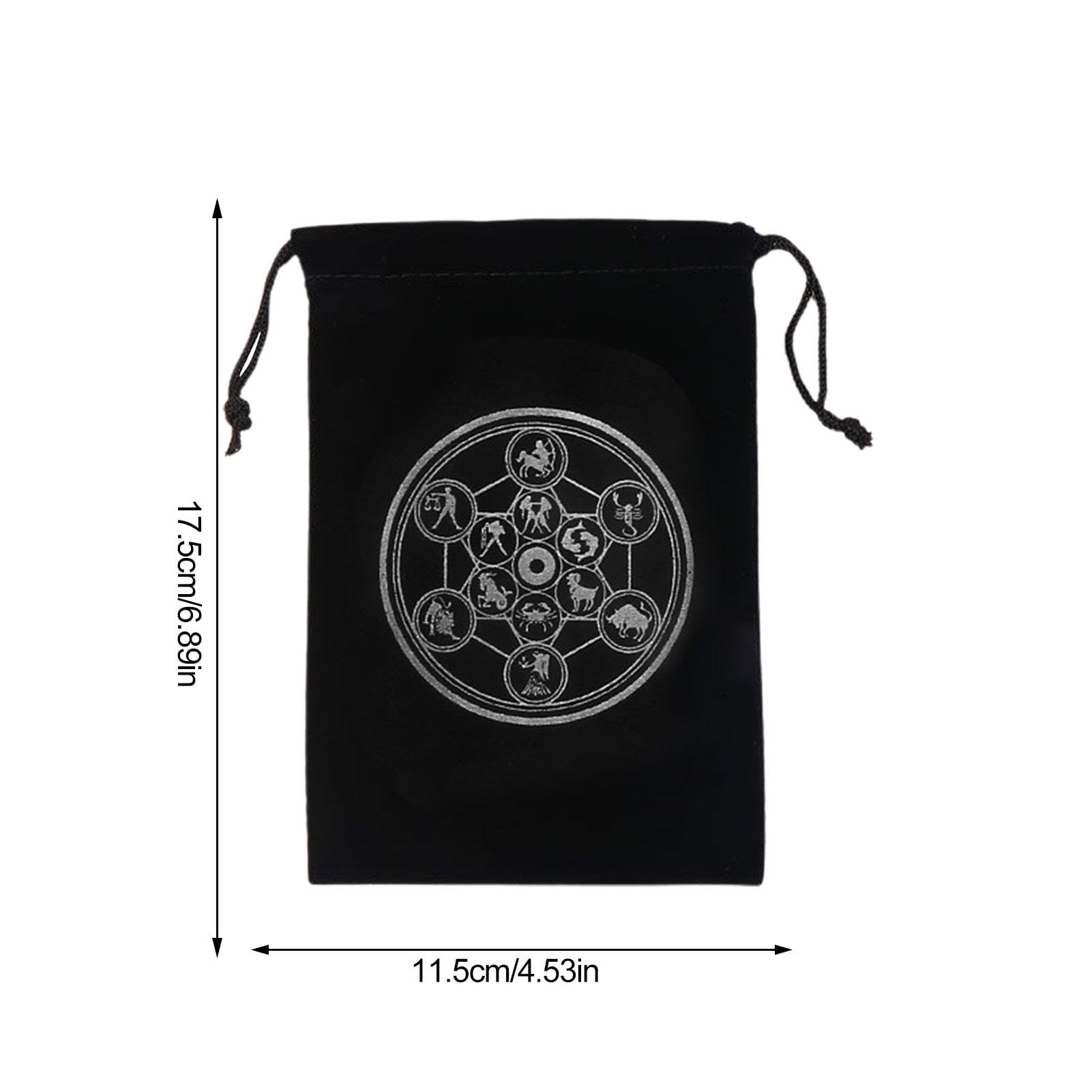 Bolsa De Tarot Con Temática De Magia Negra – Cordón, Franela, 12,5 X 18,5 Cm, Para Cartas, Dados Y Joyas