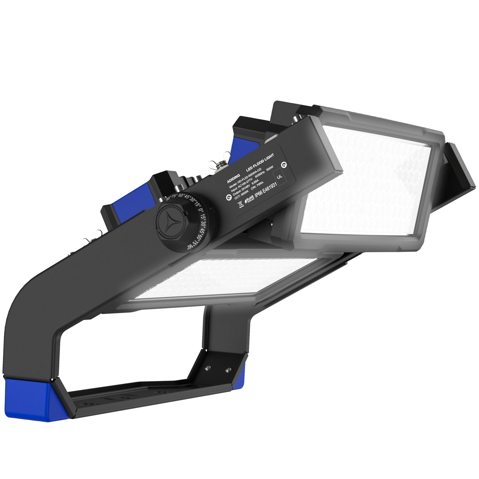 Adiding LED Stadium Light 500 Watts 75000Lm LED Outdoor Flood Lights with Adjustable Bracket 5000K Daylight 100-277V UL DLC Listed for Backyard, Basketball Court, Security, Commercial Arena Lighting