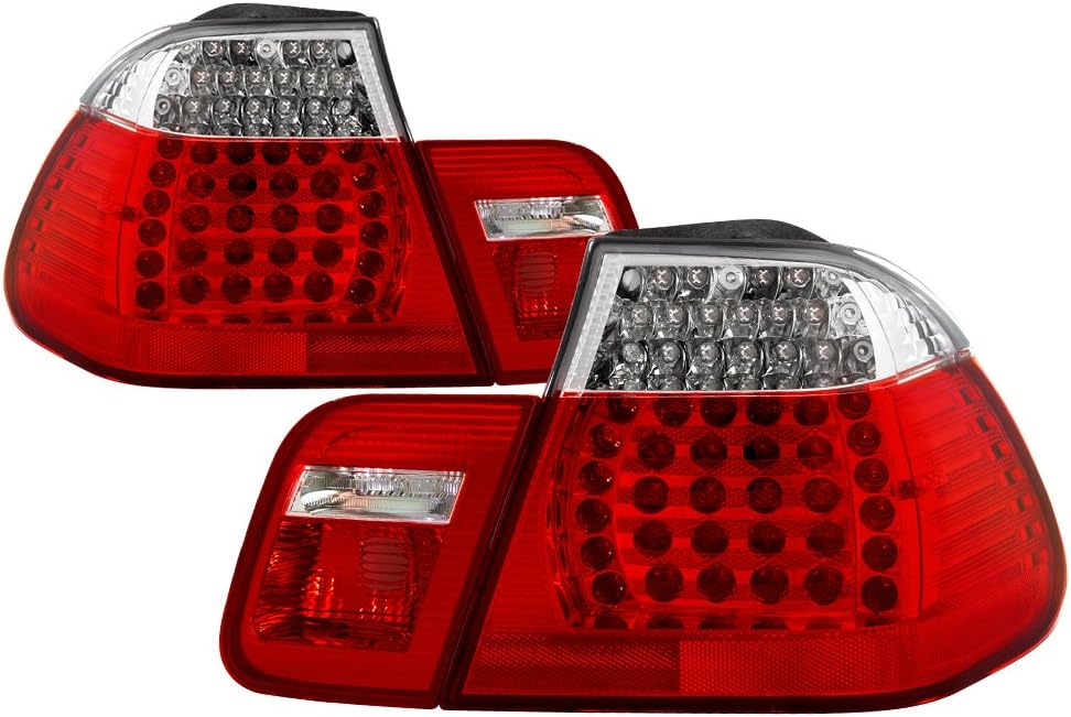Tail Light Compatible for BMW 2002-2005 E46 4dr Red Clear LED Rear Tail Brake Lights Set 4 Door 325i 330i 320i