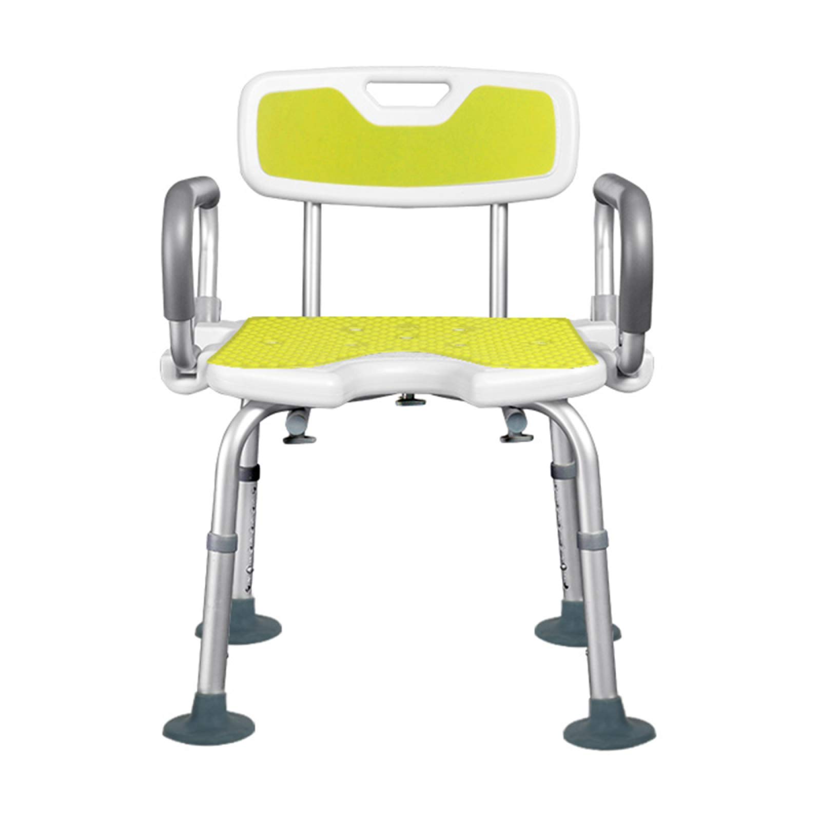 Silla Ducha para Ancianos Taburete De Ducha Ajustable Respaldo,Apoyabrazos Reversible Asiento Baño Tipo U Patas Antideslizantes Ventosa