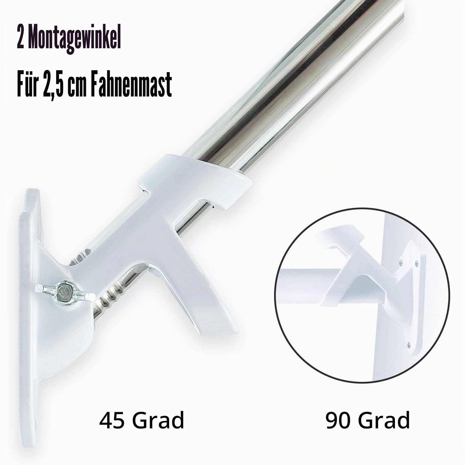 HORSE SECRET Fahnenmast aus Aluminium mit 150cm Fahnenmasthalter aus Edelstahl, Edelstahl Fahnenstange kit mit Drehbaren Ringen
