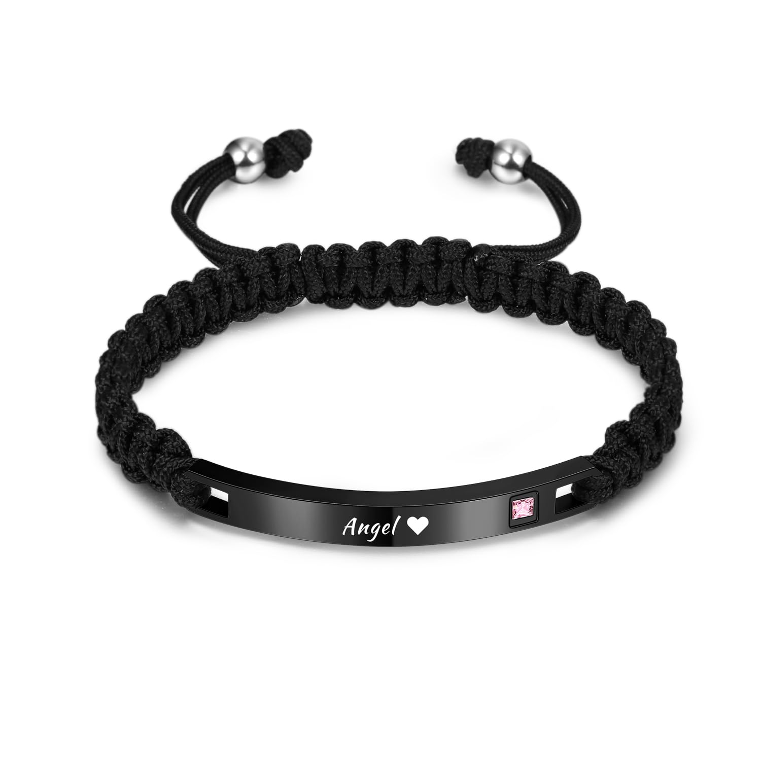 AOTXOXTOAPulsera Personalizada Nombre Grabado Para Las Mujeres Hombres NiñAs NiñOs Parejas Amantes Tobillera Ajustable Hecho A Mano De JoyeríA De Cuerda Trenzada Etiqueta De Acero Inoxidable