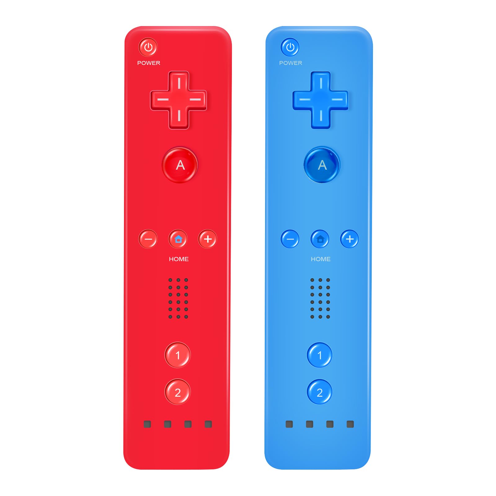 LeonDesigns Wii Remote Controller und Nunchuck Controller für Wii U, inkl. Silikonhülle und Handschlaufe (rot+blau)