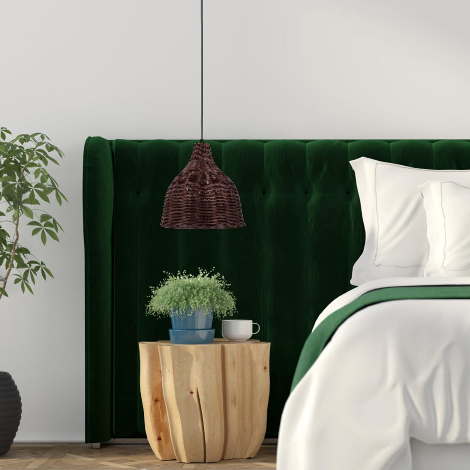 Marrón Pantalla de Ratán Decorativa Lámpara, Colgante