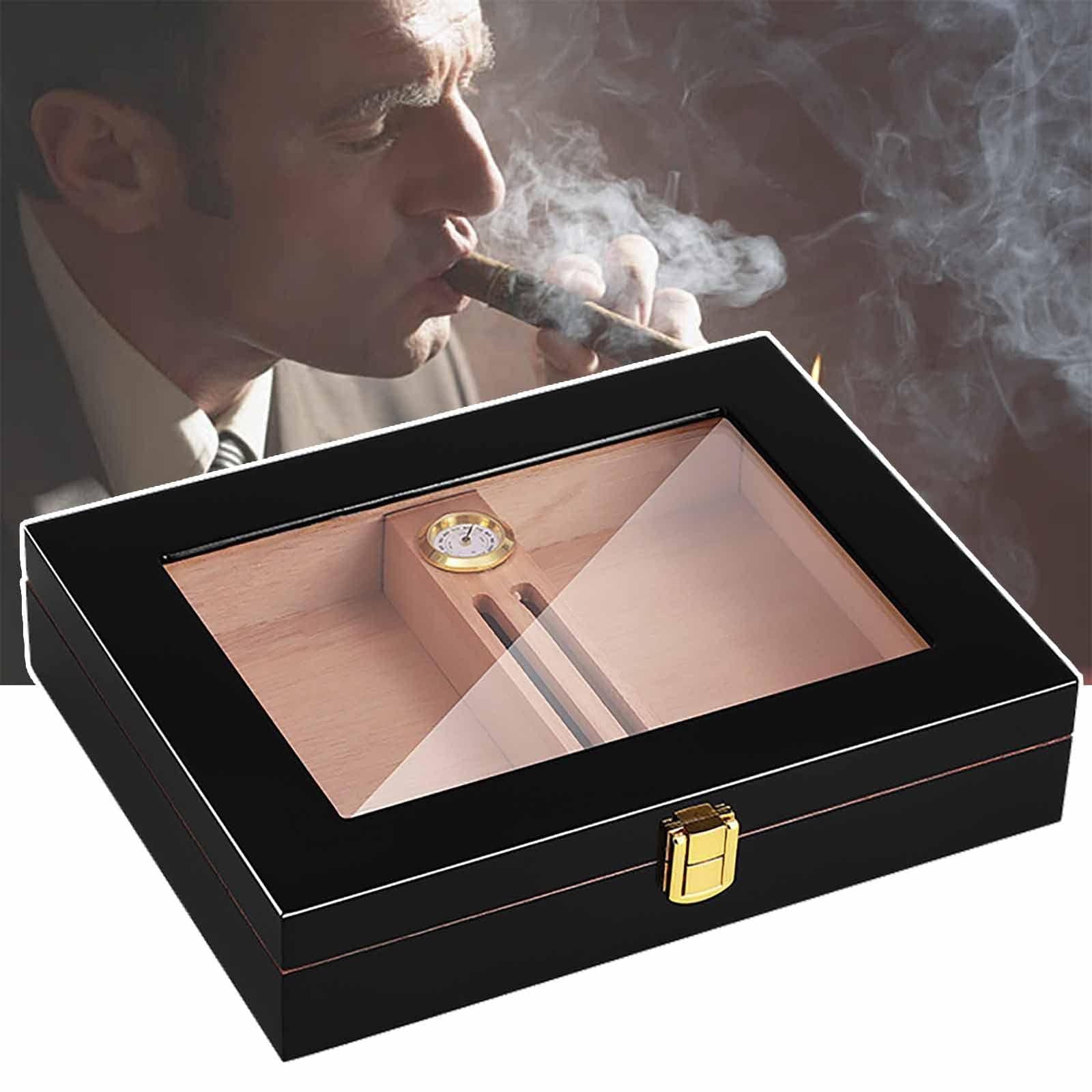 COYEUX Humidor per sigari, Scatola portasigari in Legno di Cedro con Piano in Vetro, con igrometro e umidificatore, Contiene 10-18 sigari, per Uomo Marito Padre