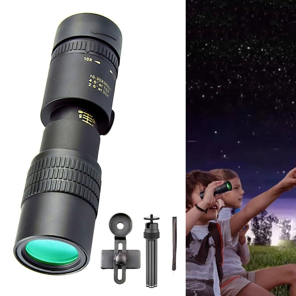 Télescope monoculaire 10-300x, zoom HD haute puissance, avec technologie de vision nocturne à faible luminosité pour l'observation des oiseaux, la chasse, le camping, les voyages et la faune (Suit)
