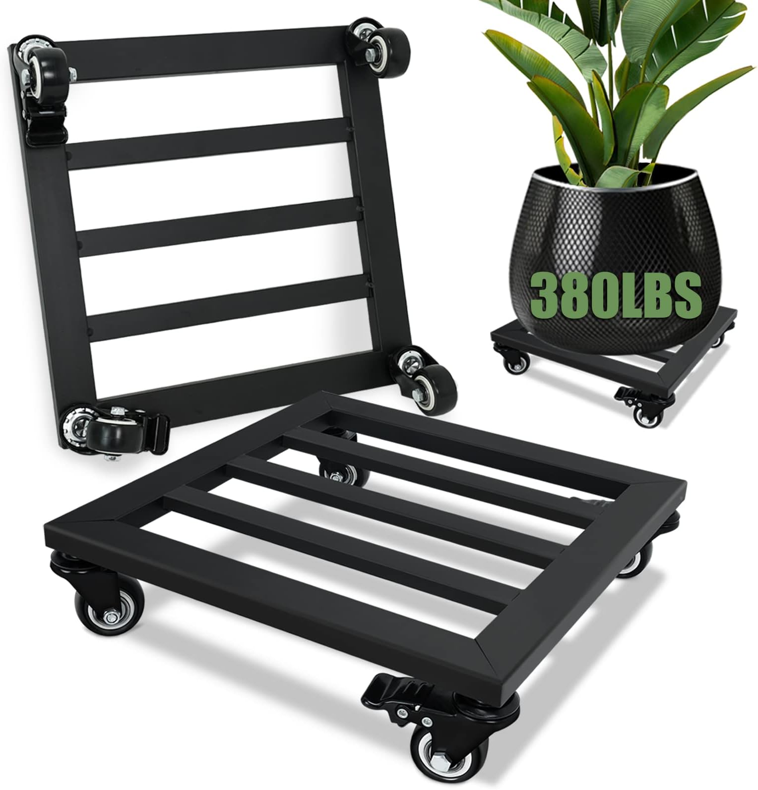 Plant Caddy with Wheels, 2 Pack 12 Inch Plant Stand with