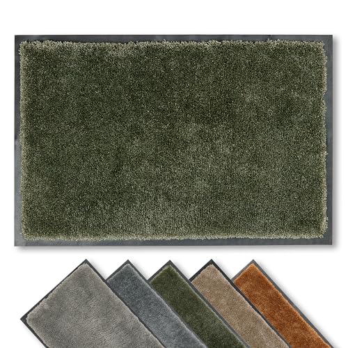 Astra Fussmatte innen rutschfest - nachhaltige Schmutzfangmatte weich - Läufer Flur waschbar per Hand - Türmatte pflegeleicht - Fußmatte moosgrün 80x120 cm