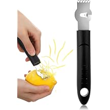 Lemon Citrus Zester, Stainless Steel Channel Peeler Grater with Channel Knife, Zester for Lemons, Citrus Zester Tool, Orange Peeler Tool for Cocktails, 6.10 0.87 Inch
