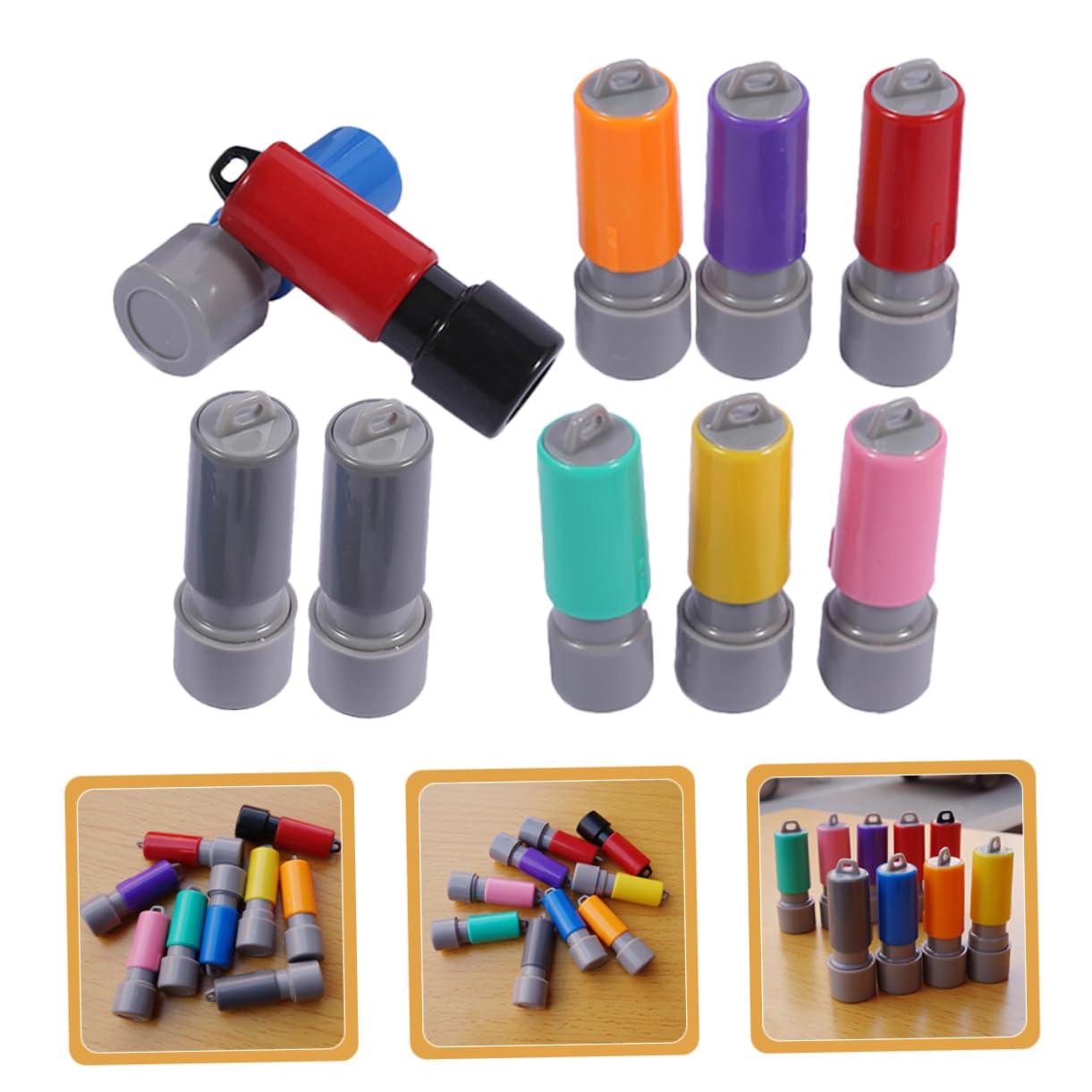 DOITOOL 5 Sätze Teiliges Selbstfärbende Stempel Mit Stempelkissen Runde Blanko Siegelhüllen Für Diy Siegel Vielseitiges Werkzeug Für Kreative Projekte Und Persönliche 10 Stück * 5