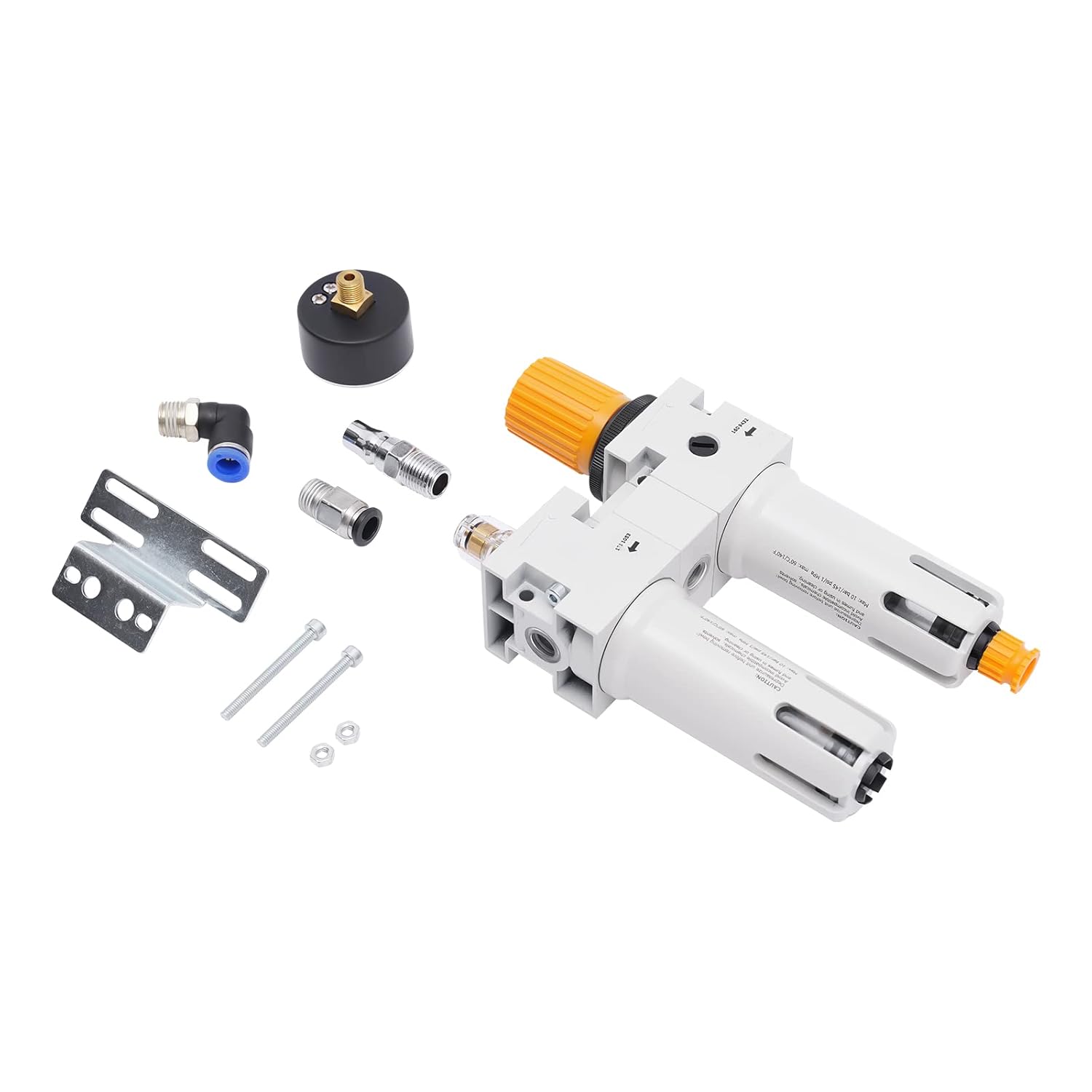Air Pressure Regulator with Pressure Gauge, Compressed Air Filter Regulator Lubricator 145PSI Tire Changer Water Separator for Tire Changers Silver