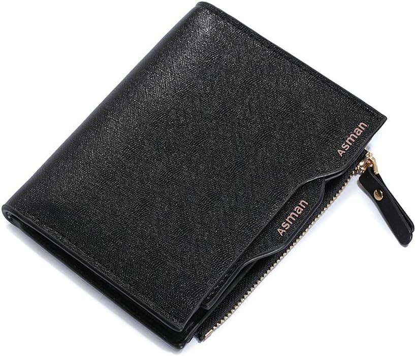 LBS Marvelous Collection Men's Prime European Style Functional Real Leather Wallet (Britain Asman - Black Texture)