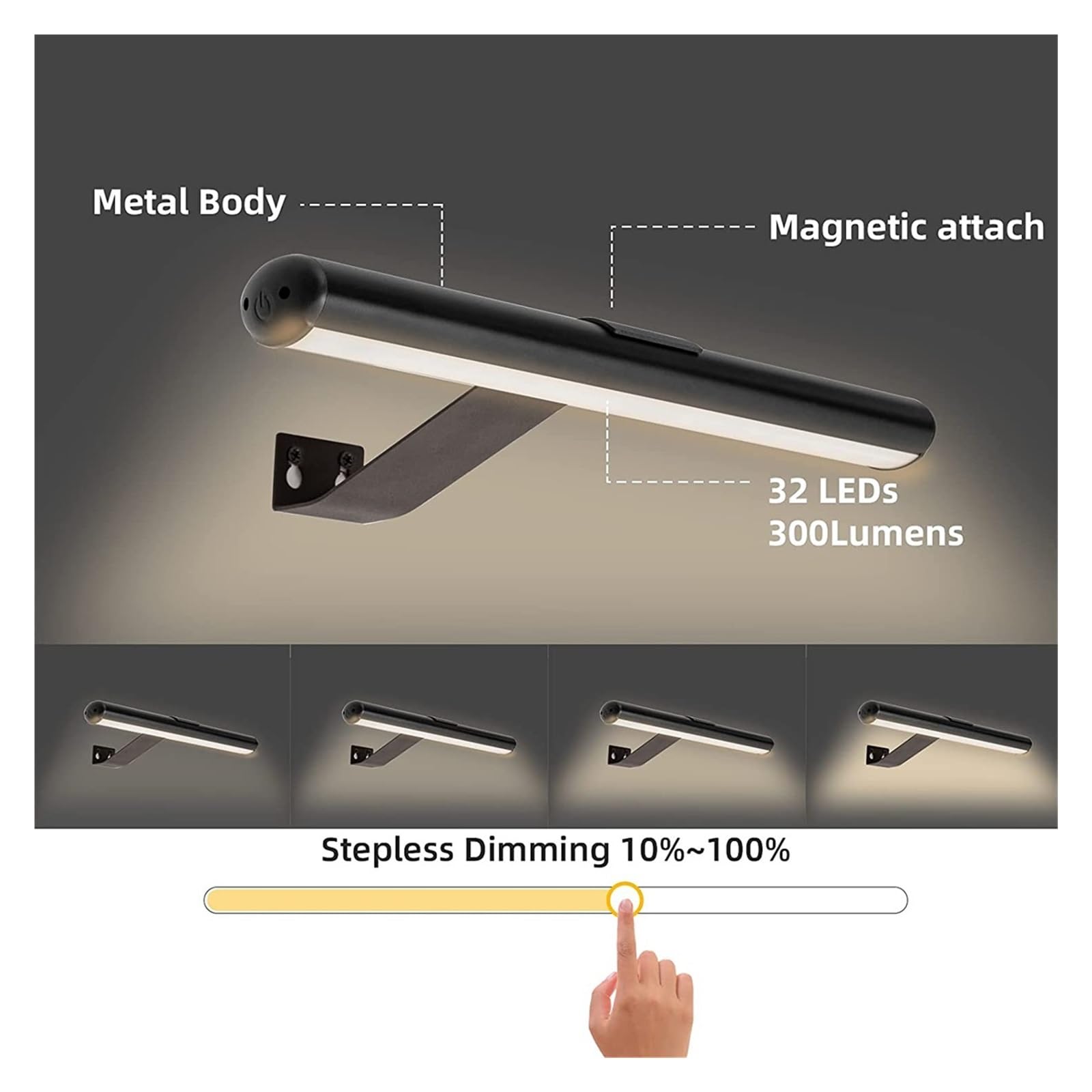 Luce per Quadri, Quadro luminoso, ritratto con telecomando, lampada da parete wireless for soggiorno, display artistico, foto a batteria ricaricabile,per quadri, cornici e specchi(White)