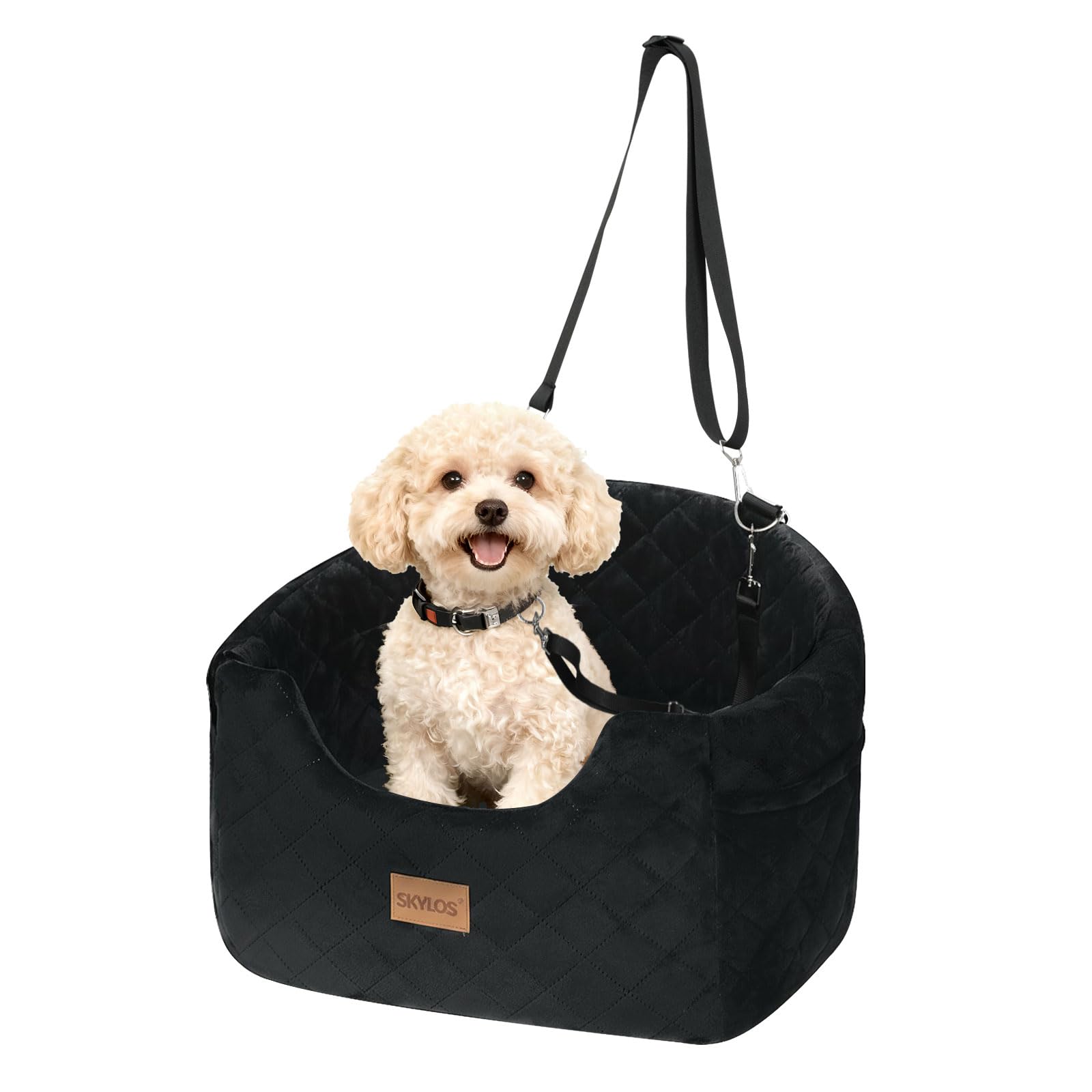 Skylos Dog Car Seat Memory Foam Booster For Small Dogs Waterproof Black