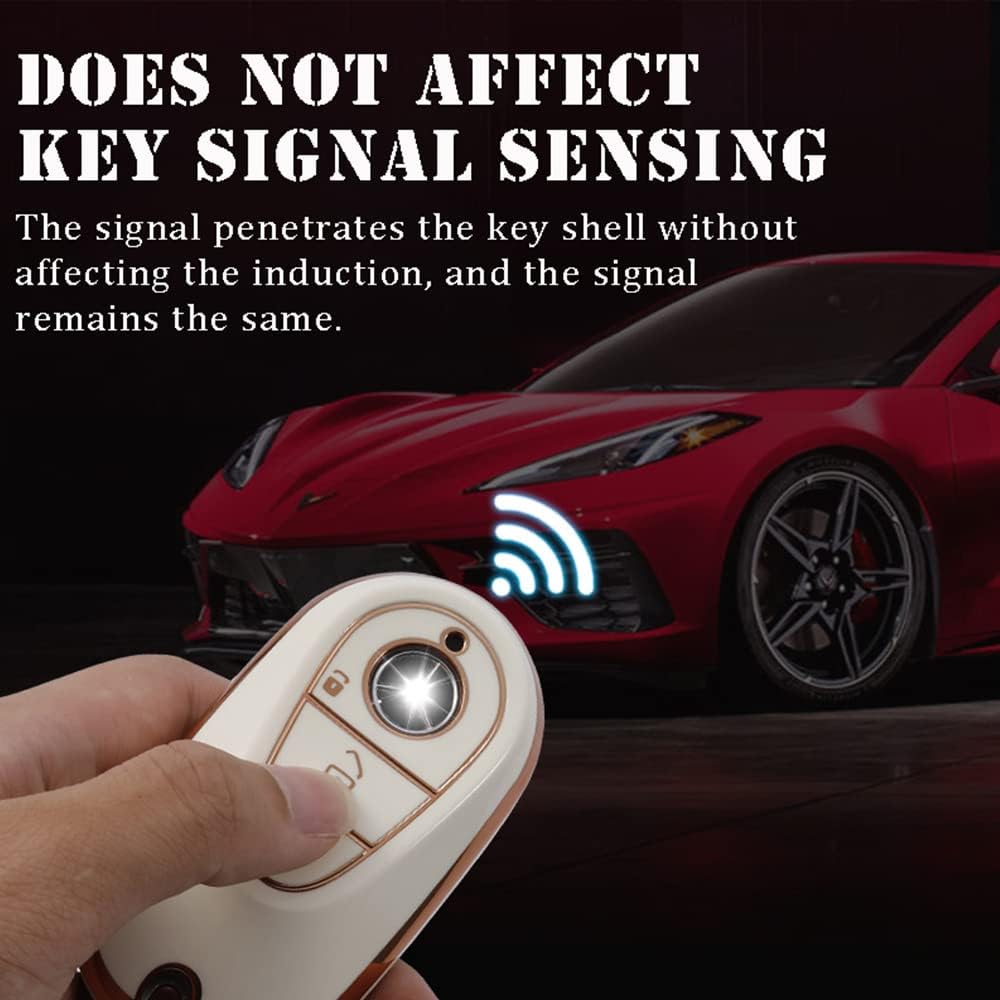 HIBEYO Smart Car Key Case Fits Mercedes S Class Protective Cover Key Cover TPU for Benz C Class W206 S Class W223 S300 S350 S400 Key Fob Key Case Red - Image 3