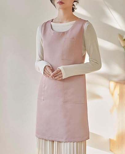 Miniatura 3 de Delantal de zapatero para mujer, estilo japonés, con 3 bolsillos, para trabajo, chef y cocina