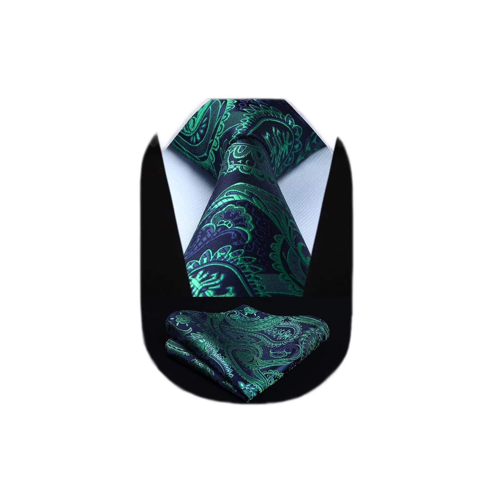 HISDERN Ties for Men Paisley Floral Tie Handkerchief Classic Woven Business Formal Necktie and Pocket Square Set Wedding