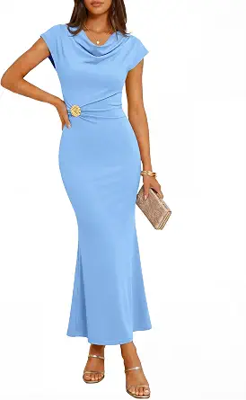 ZESICA Women's Summer Cowl Neck Bodycon Dress