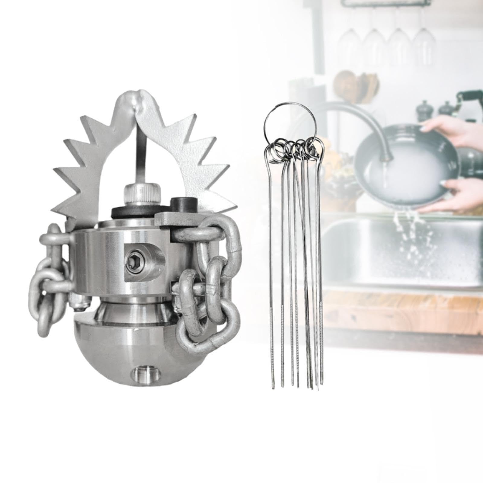 Harilla Máquina Desatascadora de Desagües con Boquilla Giratoria, Tubo de Acero Inoxidable, Accesorios de Limpieza de Tuberías, Limpiadora de Alta Presión con, 0.375 40l por Minuto