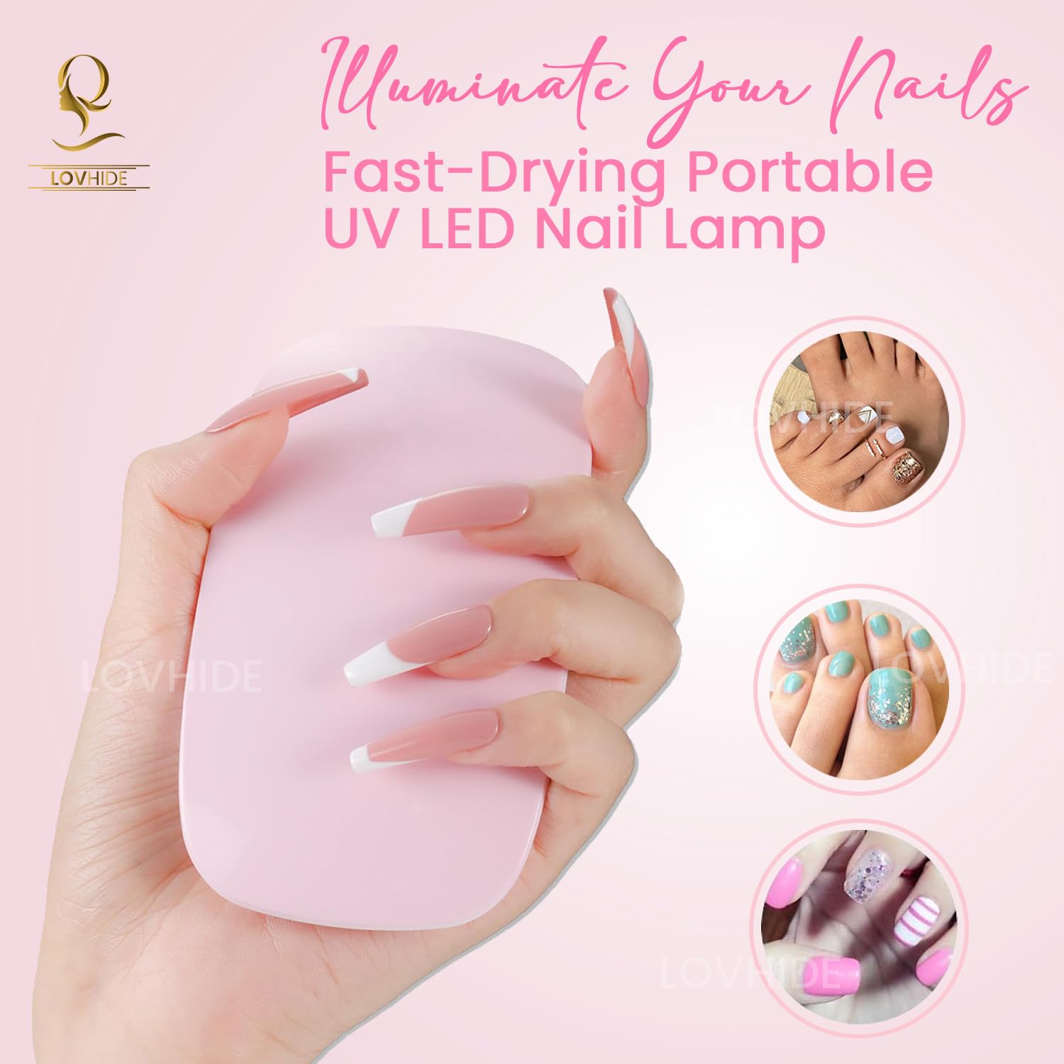 LOVHIDE SUNmini UV LED Nail Lamp for Quick Gel Polish Curing β Portable Mini Nail Dryer Machine for Home & Salon Use