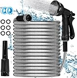 Manguera de Jardín de Acero Inoxidable Manguera de Agua Tubo de Agua 22.5M Con Pistola para Agua y Conector Multifuncional...