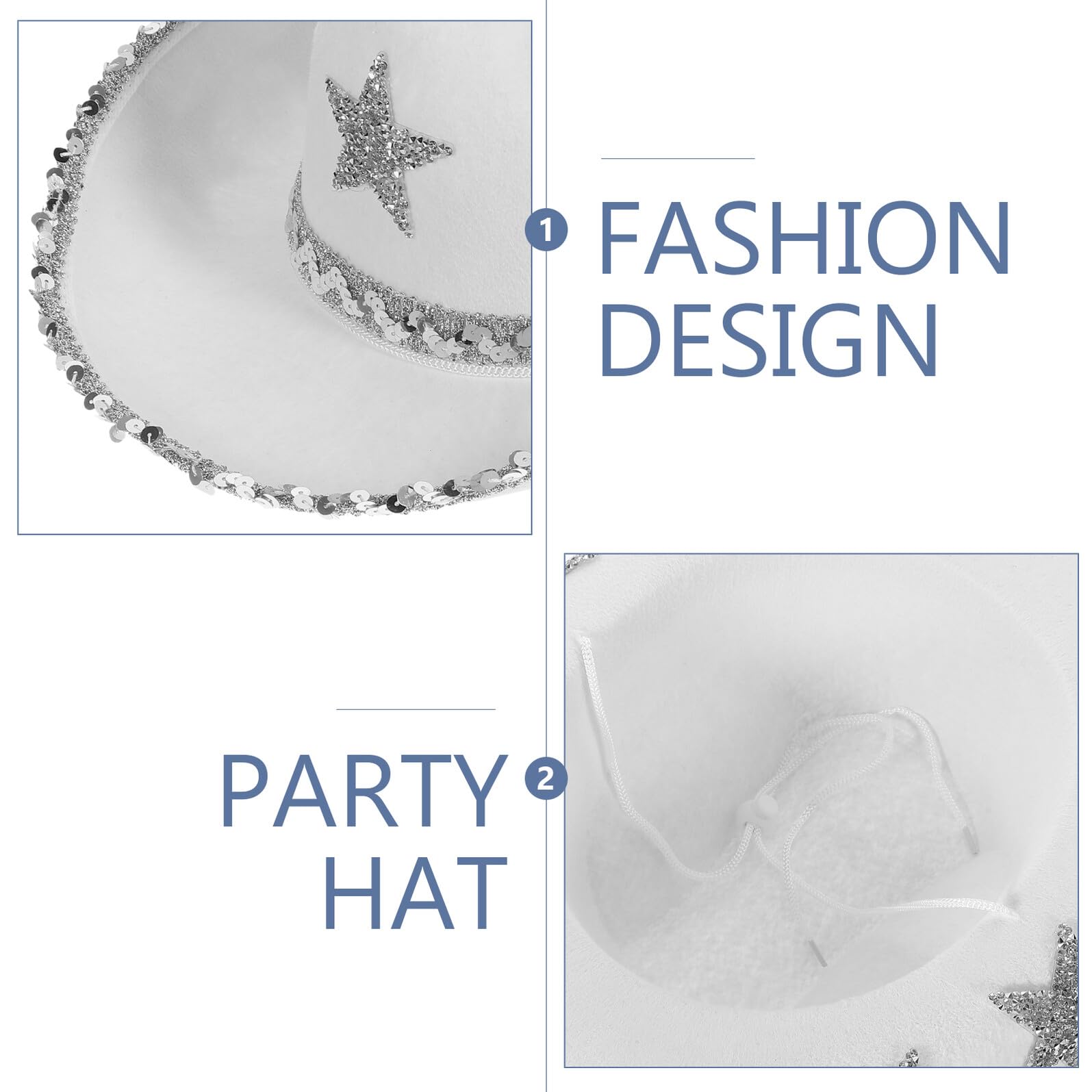 SHINEOFI Sombrero de Vaquera Occidental Blanco para Mujer, Accesorio de Disfraz con Cuerda Ajustable para Fiestas y Eventos Temáticos, Sombrero de Vaquero para Boda y Despedida de Soltera,
