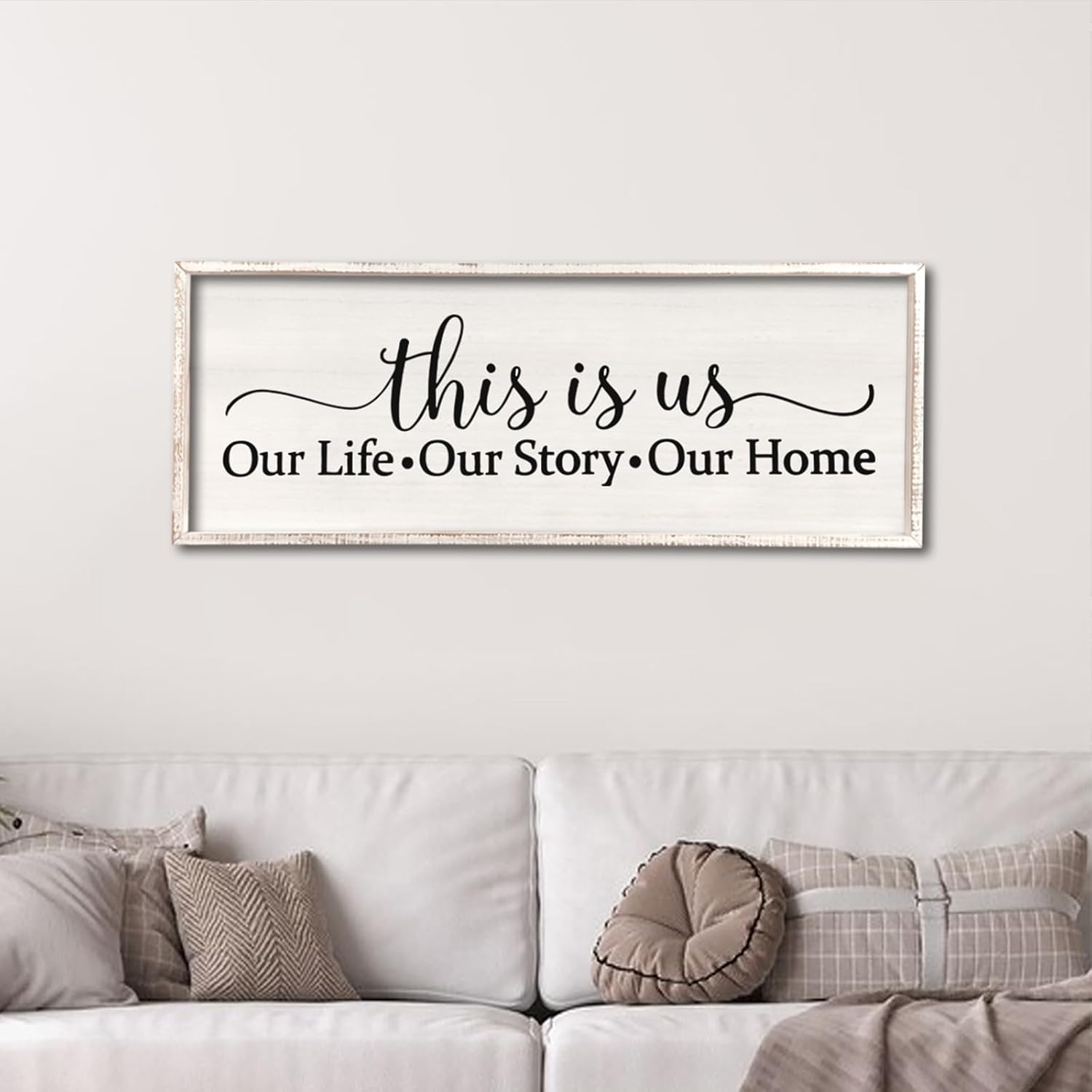 This Is Us Sign Wall Decor for Bedroom 40''×15'' Large Vintage Framed Wooden Modern