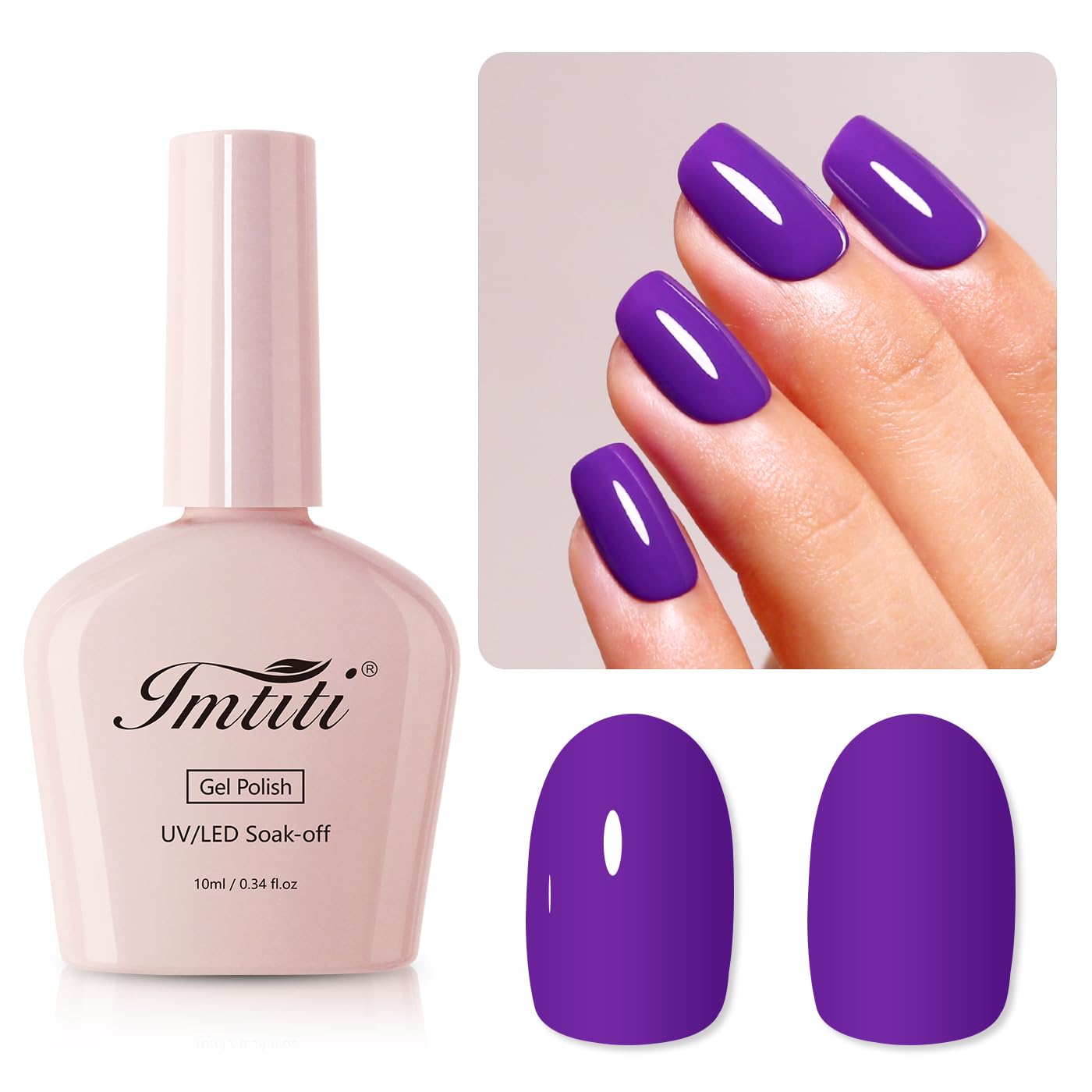 Imtiti Gel Nail Polish, Deep Purple Gel Polish Soak Off LED U V Nail Gel Polish Nail Polish DIY Nail Art Starter Manicure Salon Gel Nail Kit for Women Girls 10ML