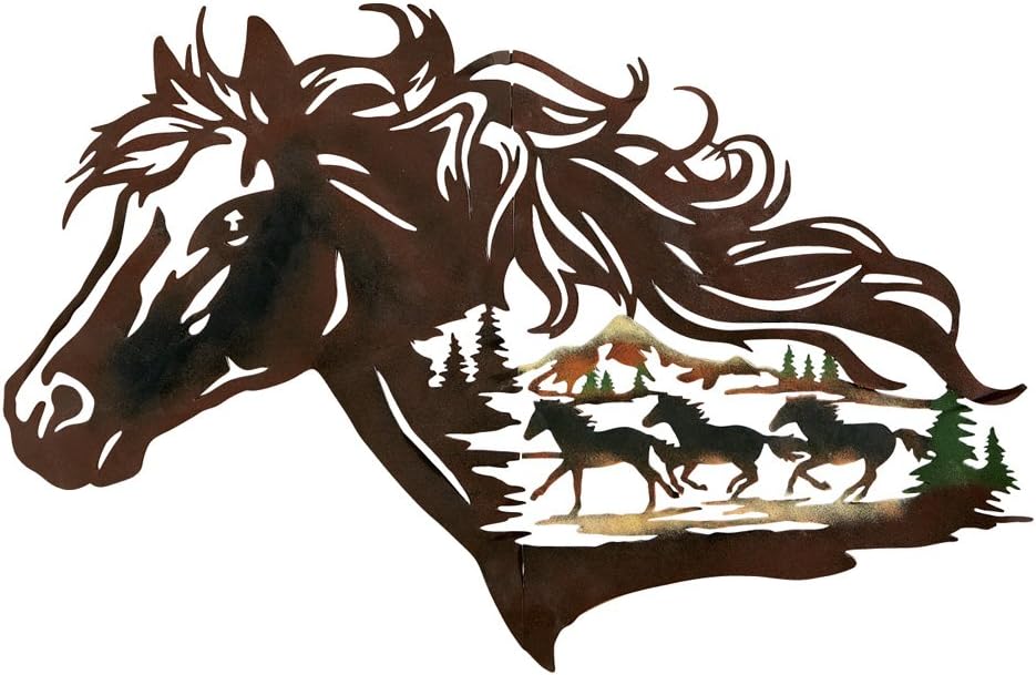 Collections EtcMetal Western Horse Shadow Wall Art Brown 25" x 0.25" x 16.38"