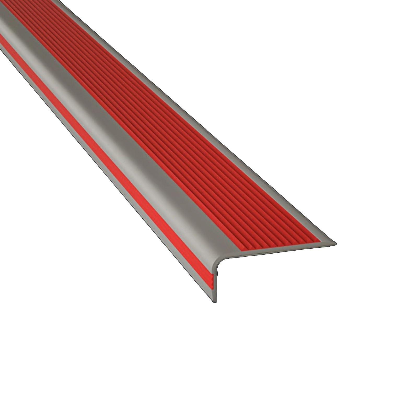 Borde de vinilo de PVC rojo antideslizante para nariz y protector | 6 cm x 3 cm x 5 m | Peldaños de goma para interiores y exteriores