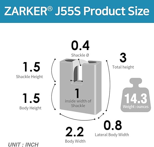 Miniatura 5 de J55S candado con llave, cerradura de grillete de acero inoxidable resistente, almacenamiento impermeable y a prueba de óxido, almacenes, garaje,