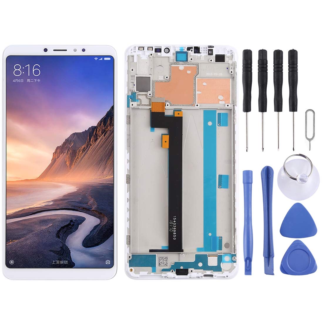 Écran LCD complet avec châssis pour Xiaomi Mi Max 3 blanc