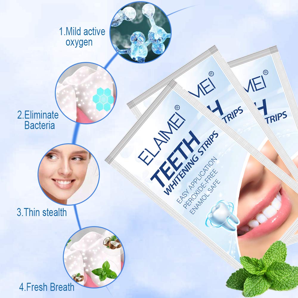 Teeth Whitening Strips, Whitener Whitening Teeth Kit, Painless, No Sensitivity, Travel-Friendly, Easy to Use Whitening Strip Pack (Elaimei-14 Strips) : Beauty & Personal Care