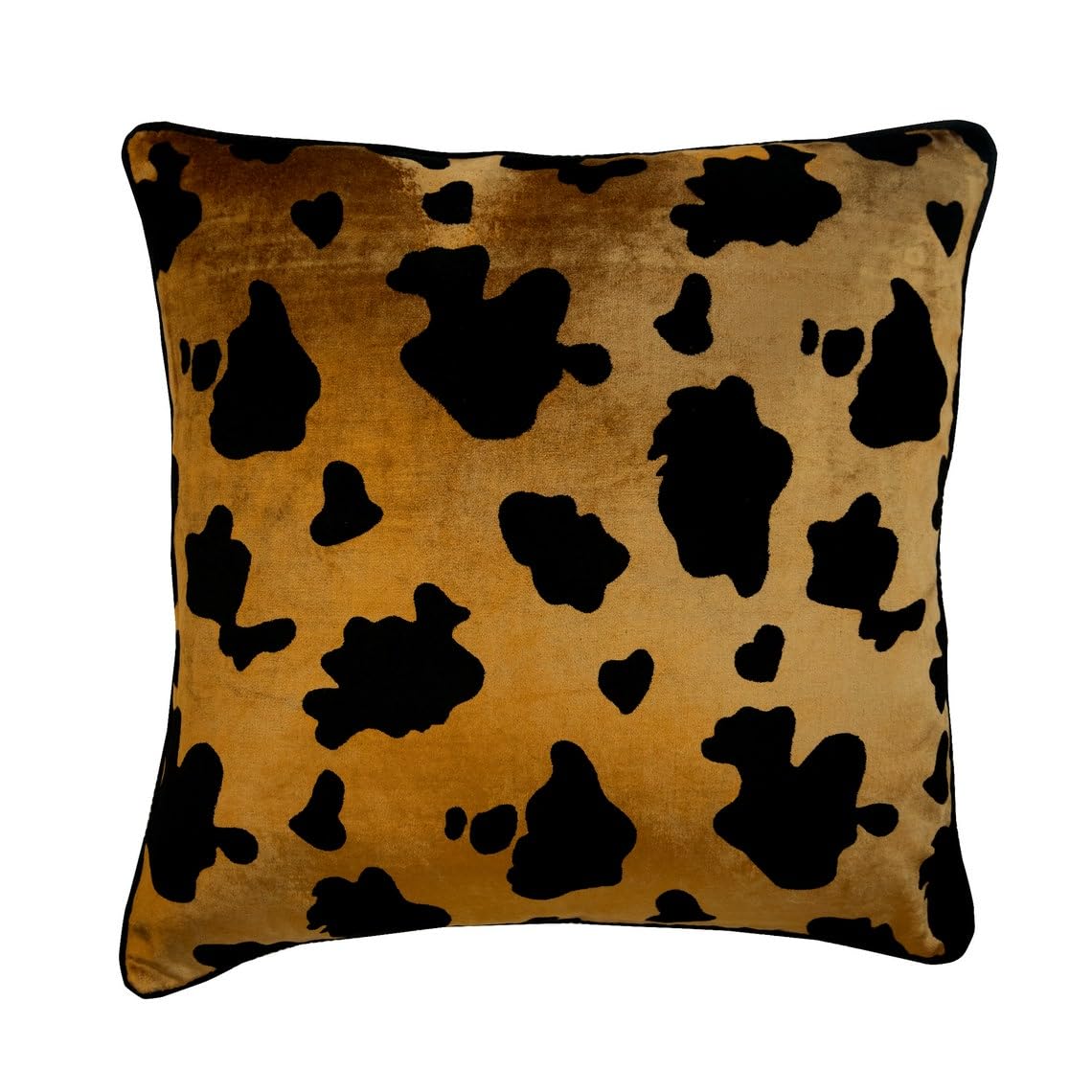 The HomeCentric Gold Cushion Covers 50x50 cm (20x20 inch), Square Throw Pillow Cover for Living Room Sofa Bedroom, Modern Decorative Animal Printed Velvet Cushion Covers UK - Hello Cow โ image 1
