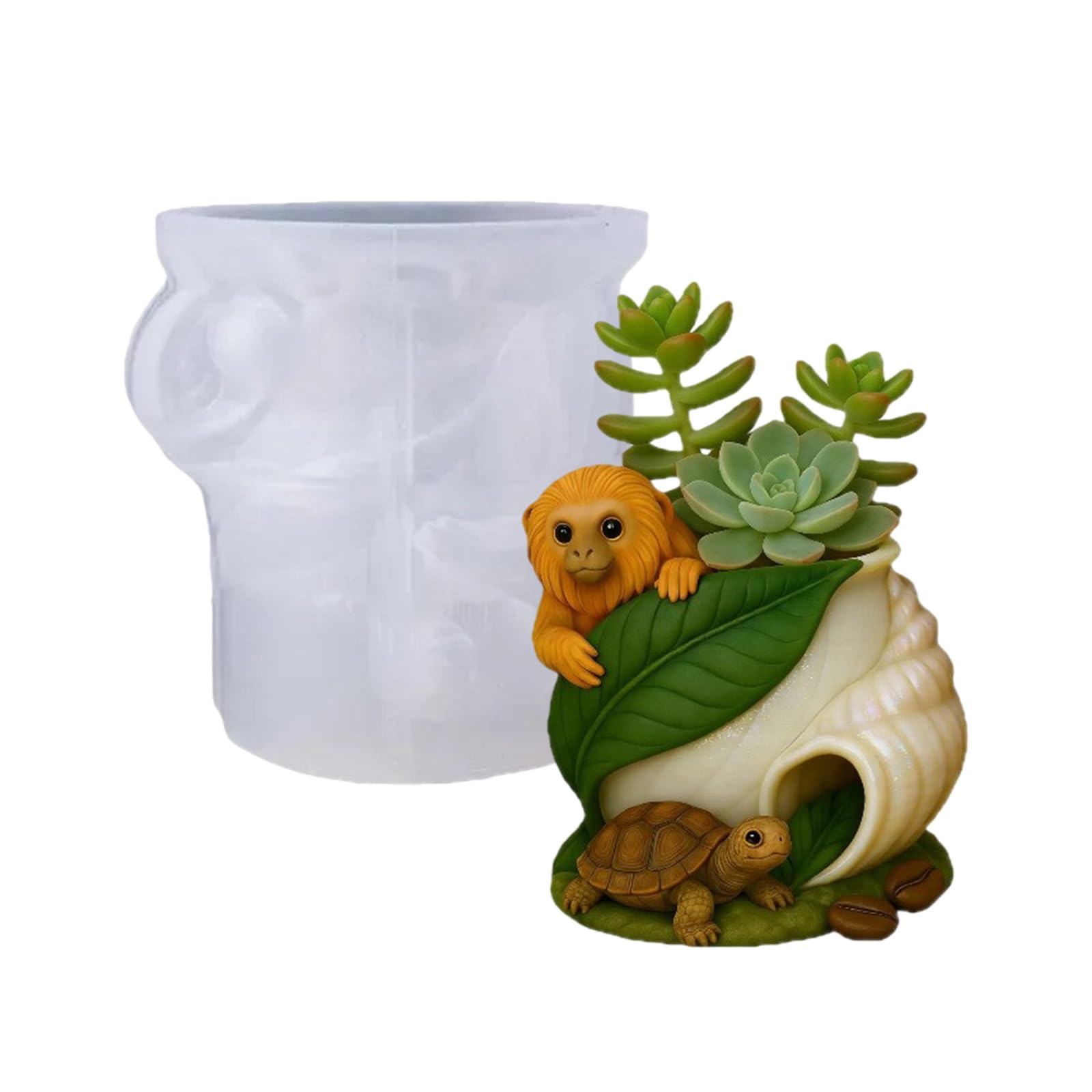 NEWFT Unique Tortoise Monkey Shape Silicone Craft Mold For Resin Pen Holder Plant Pots And Unique Creations
