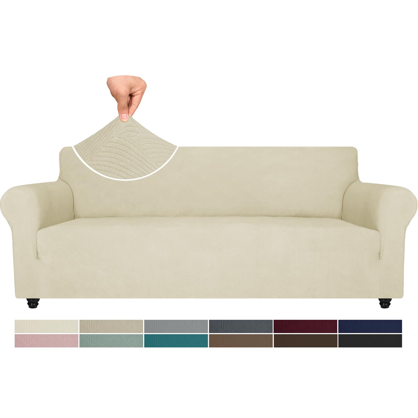 Ystyle Copridivano 4 Posti Con Braccioli, Copri Divano Antigraffio Gatto, Copridivani Elasticizzato, Pesante Inverno Copri Divani, Fodera Divano Antimacchia Lavabile Antiscivolo, Beige