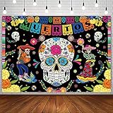 SENDY 7x5ft Day of The Dead Backdrop for Mexican Fiesta Sugar Skull Dia DE Los Muertos Carnival Part