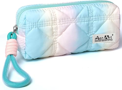 Estuche para lápices, bolsa estética original para lápices de color degradado, estuche organizador ligero con tira de cremallera y bucle fácil para