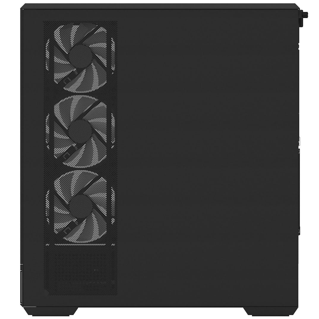 Aerocool P500B Digi schwarzes ATX-Gehäuse, Nahtloser Punkt-Pixel-LED-Bildschirm, 360 mm AIO und Reverse BTF-Motherboard-Unterstützung, verstellbare GPU-Unterstützung, ARGB-PWM-Lüfter x4