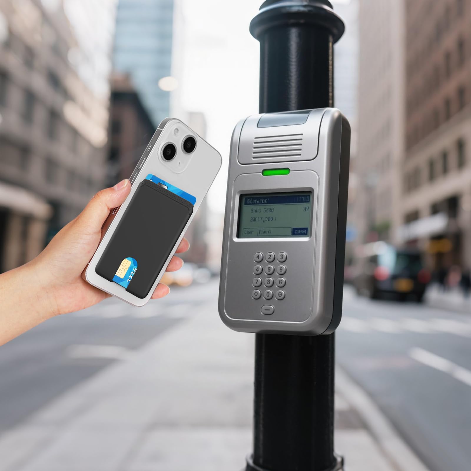 Silicone Credit Card Holder Stick on Wallet Cell Phone Pocket-Black