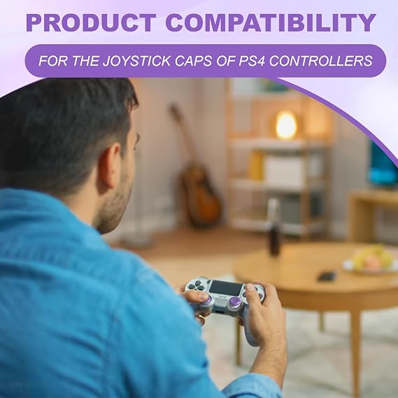 2pcs PS5 Thumb Grips, Controller Grips for PS5 and PS4, Purple | Anti-Slip Grip, Enhanced Control Accuracy, Comfortable Touch, Reduces Thumb Fatigue, Easy Installation, Great for FPS Gaming