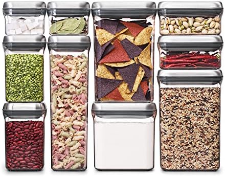 OXO SteeL 10-Piece Airtight POP Food Storage Container Set,Silver